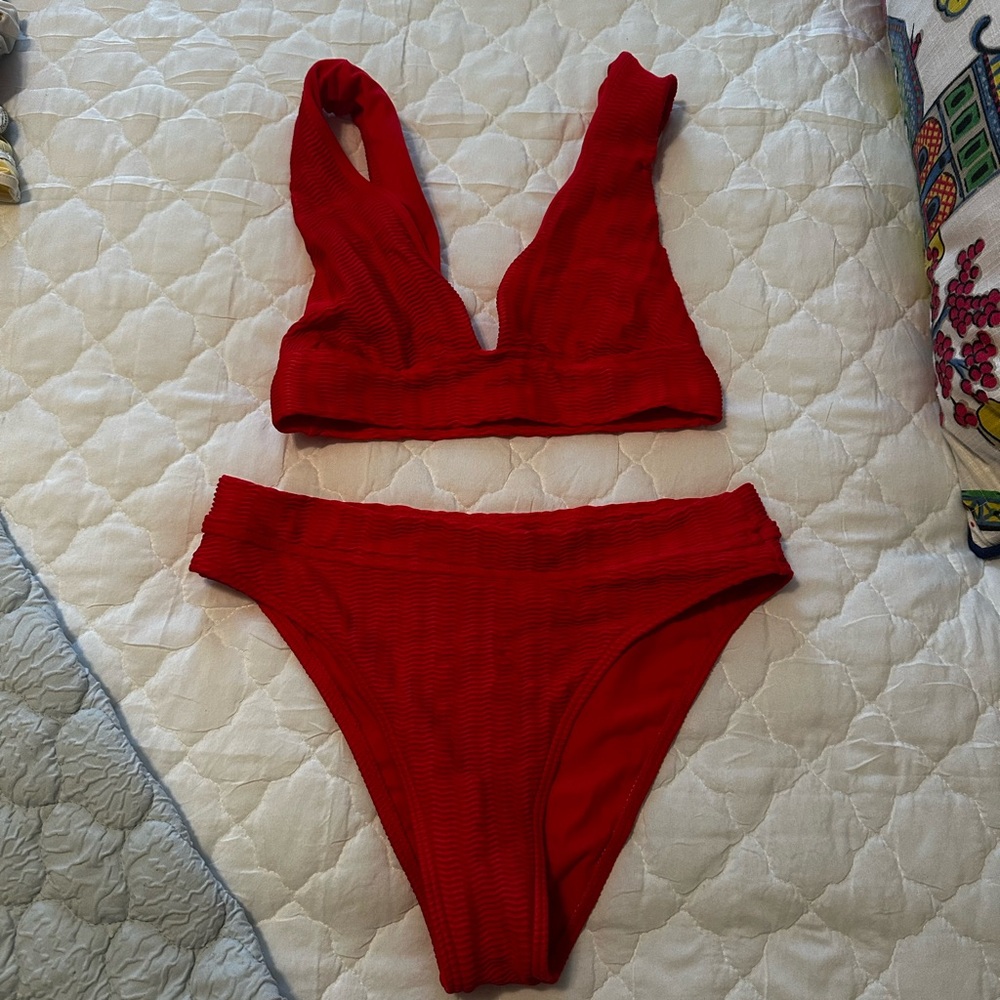 Billabong Red Bralette Bikini Swim